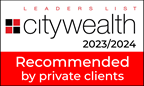 The Citywealth “Recommended by Private Clients” 2023/2024 badge awarded to Davidoff Law, recognising its excellence in high-net-worth private client legal services.